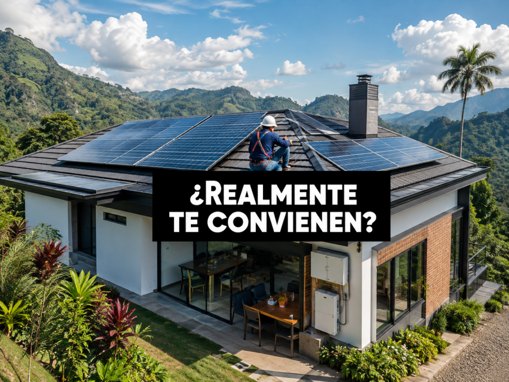 Paneles solares en Colombia instalados en el techo de una vivienda